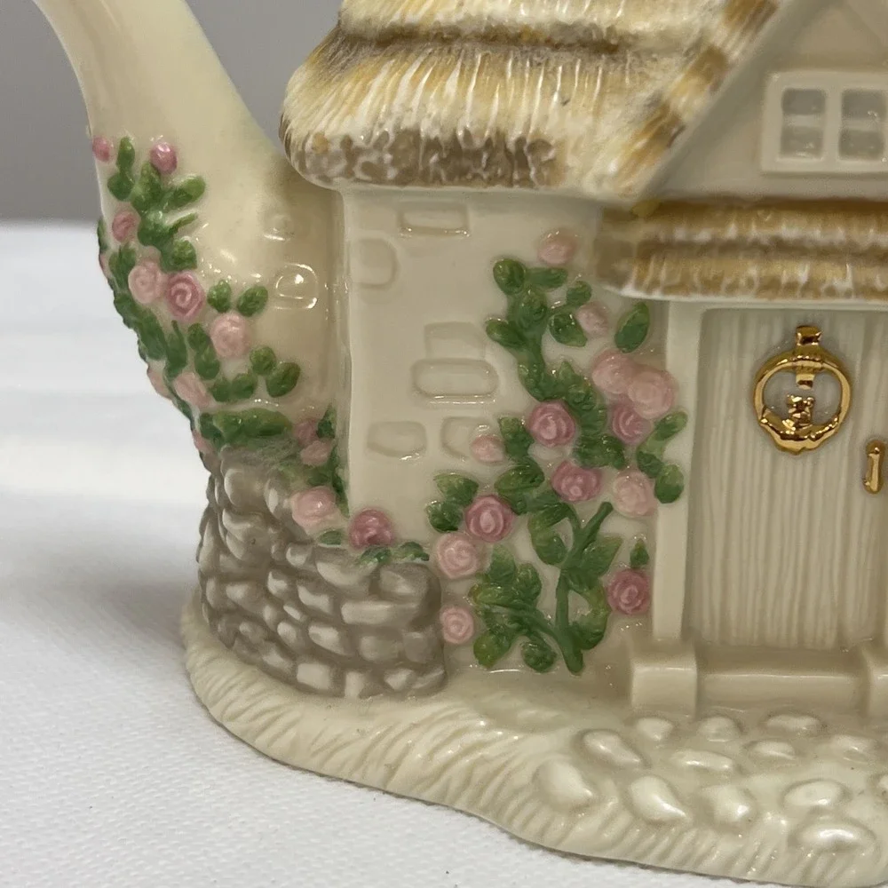 2002 Lenox The Irish Blessing Cottage Teapot Lid Cottagecore Shamrock Vtg